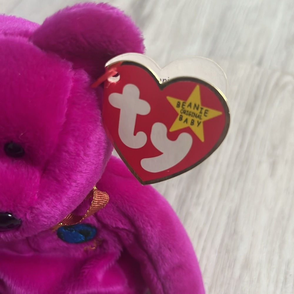 TY Purple Rare Retired 2000 Y2K Millennium Bear NWT - Picture 2 of 5